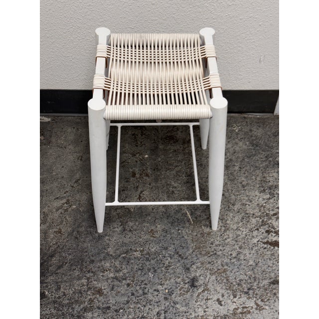Contemporary Ayush Kasliwal for Cb2 Leather-Wrapped Stool For Sale - Image 3 of 12