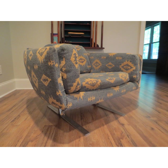 1970 Founders Vintage Lounge Chair with Chrome Base The chair measures 39” W 30”D 26”H. The seat height is 15" and the arm...