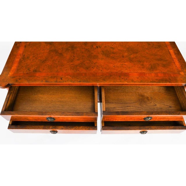 Vintage English Bur Walnut Console Table, 1950s For Sale - Image 14 of 18