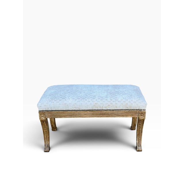 Wood Dennis & Leen Regency Style Upholstered Bench For Sale - Image 7 of 7