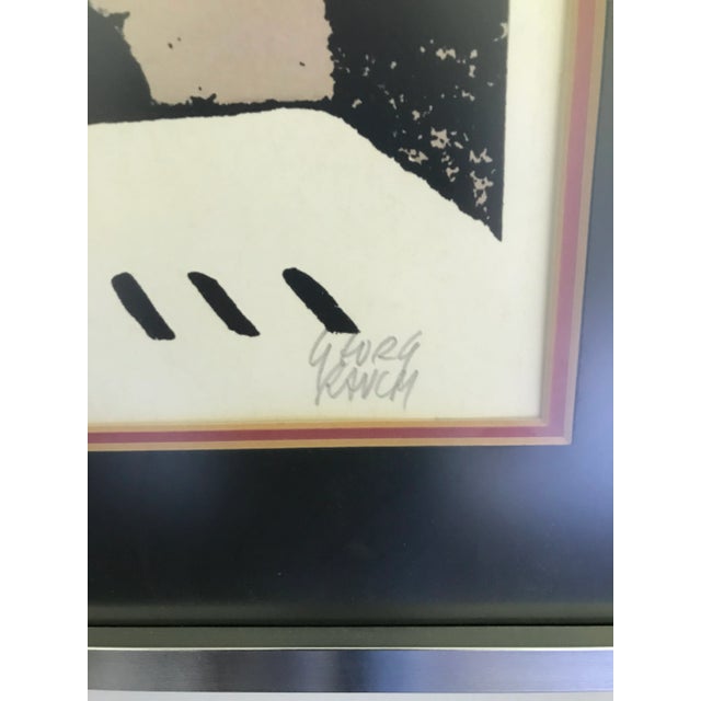 Vintage Mid Century Abstract Piano Player Musician Jazz Georg Rauch Lithograph Signed Numbered, Framed For Sale - Image 9 of 11