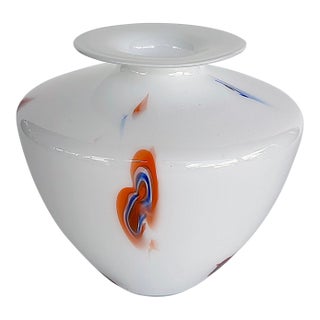 Mid 20th Century Maestri Vetrai Murano Glass Hand-Blown Vase, Italy With Labels For Sale