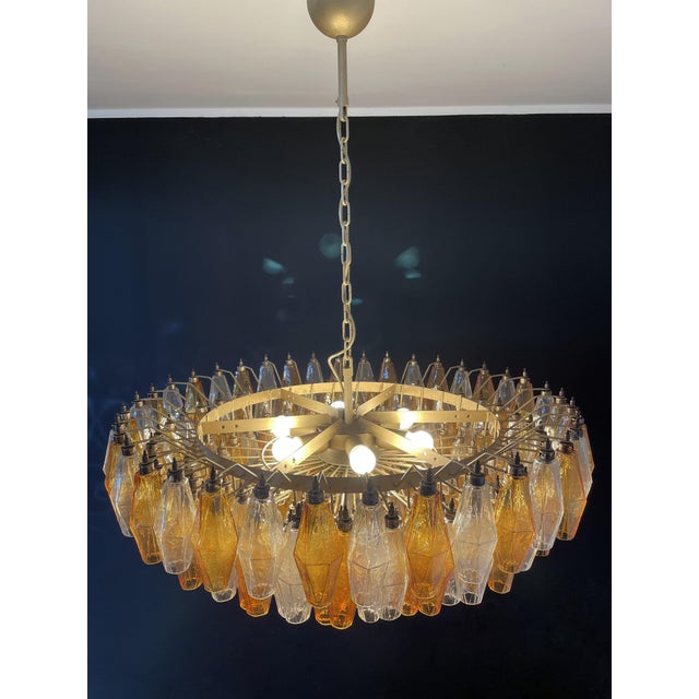 Amber & Clear Poliedri Murano Glass Ceiling Light, 1990s For Sale - Image 14 of 18