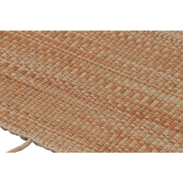 Contemporary Rug & Kilim's Accent Kilim, Beige With Orange Textural Stripes For Sale - Image 3 of 8