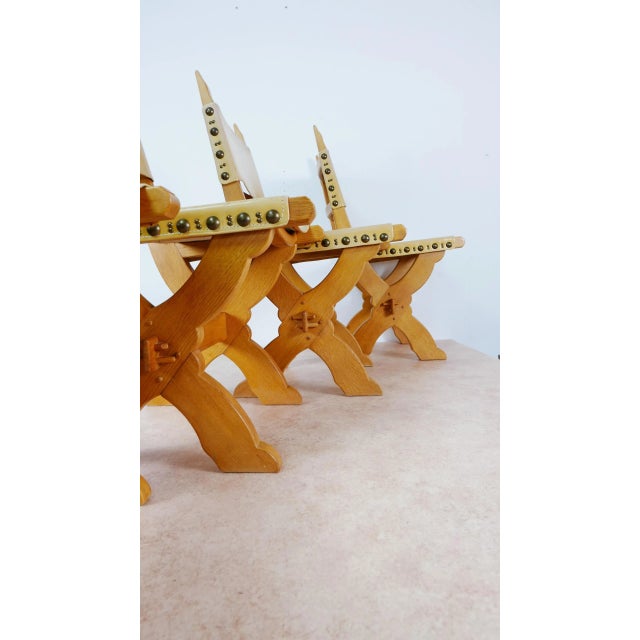 Large Oak & Leather Dining Chairs by Bram Sprij, the Netherlands, Set of 4 For Sale - Image 6 of 11