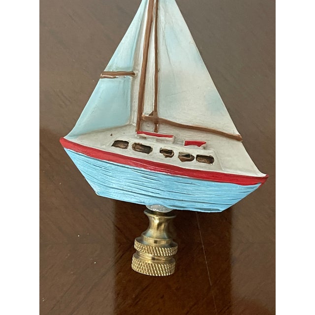 Figurative 1970s Coastal Lamp Finial Sailboat For Sale - Image 3 of 3