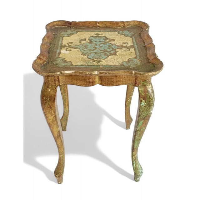 18th Century Florentine Rococo Revival Italian Gilt Accent Side Table, 1950s For Sale - Image 12 of 14