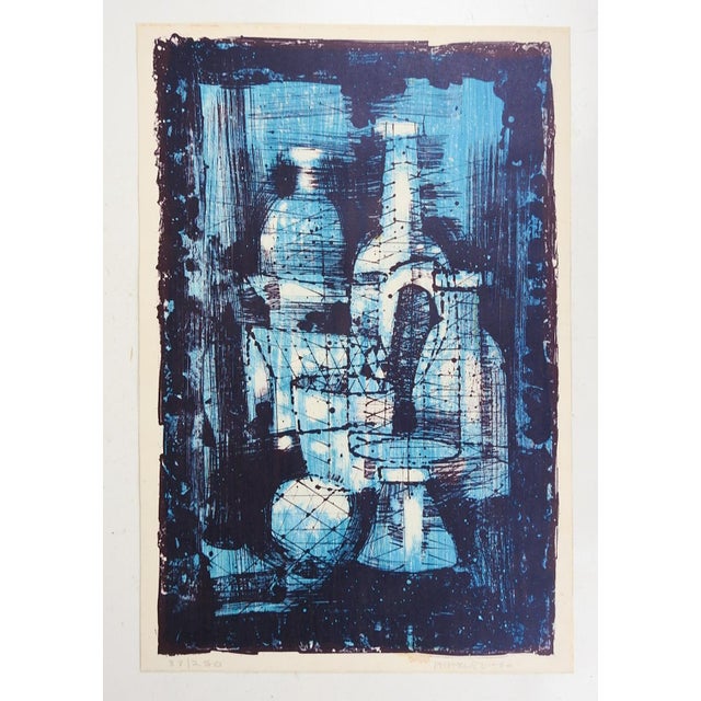 Mid 20th Century Paul E. Maxwell Abstract Bottles Still Life Lithograph For Sale - Image 4 of 4