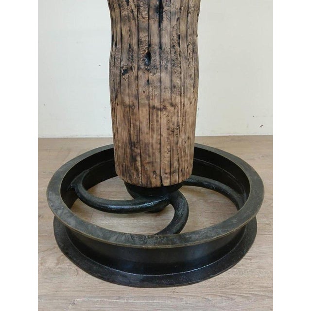 High Table with Pulley and Wooden Axle For Sale - Image 4 of 5