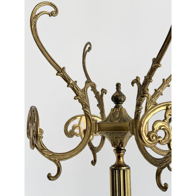 Vintage Italian Brass Coat Rack with Rotating Crown and Female Face Tripod Base, 1960s For Sale - Image 10 of 18