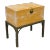 Vintage Small Campaign Style Trunk Chest on Brass Base Accent Side Table For Sale