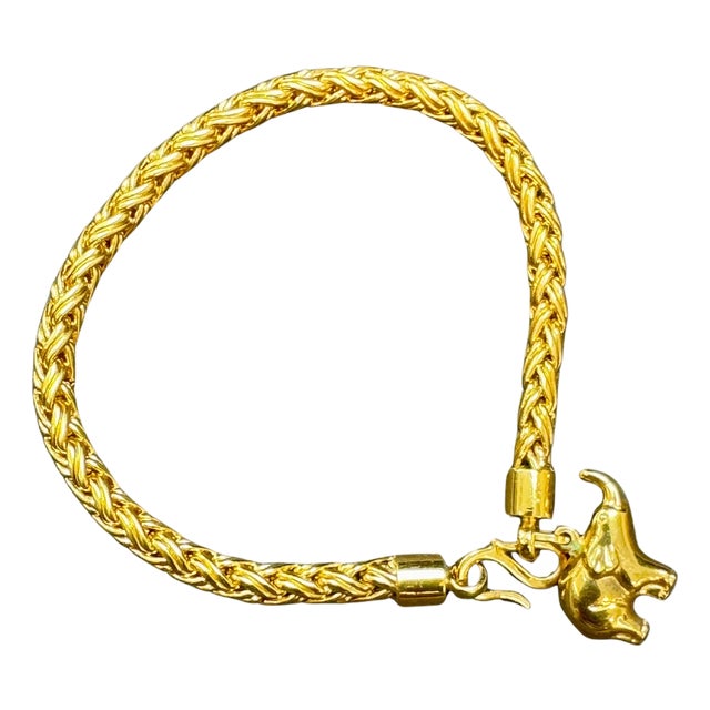 Vintage Love Nest Yellow Gold Woven Bracelet in 18 Kt Yellow Gold For Sale