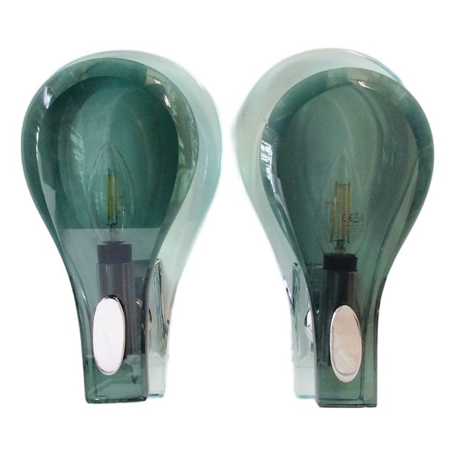Cut Crystal Wall Lamps attributed to Fontana Arte, Italy, 1960s, Set of 2 For Sale