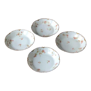 Antique Haviland Floral Coupe Bowls Limoges, France (1894-1931)-4 Piece Set
