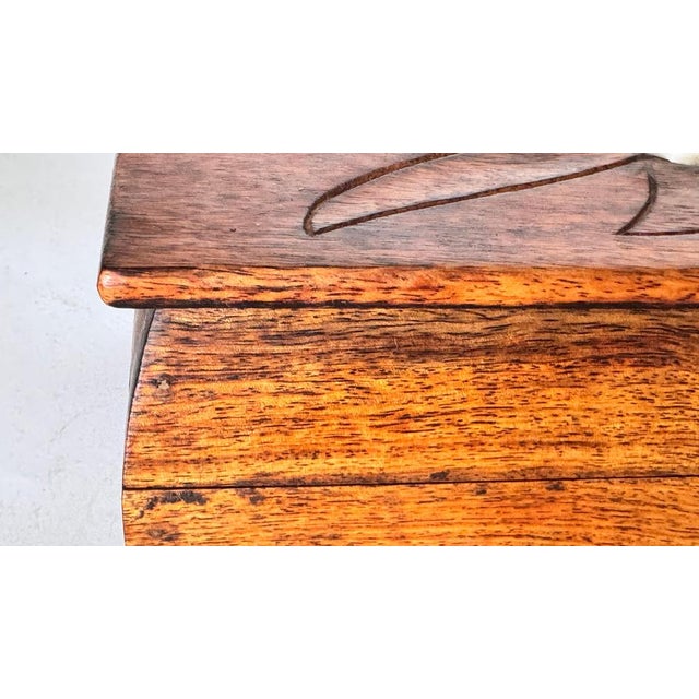 French Wooden Box with Geometric Floral Ceramic Inlay, 1950s For Sale - Image 10 of 15