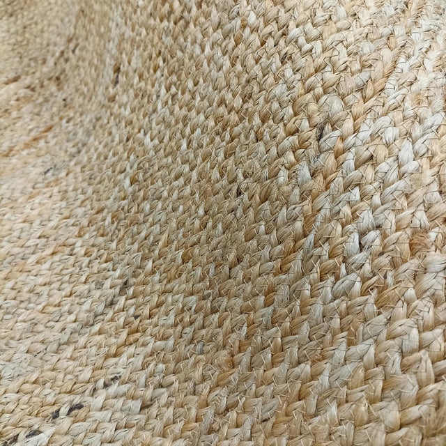 Textile Organic Handwoven Jute Round Doormat With Scalloped Detailing For Sale - Image 7 of 13