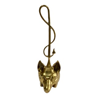 Virginia Metalcrafters Brass Fox & Whip Door Stop For Sale