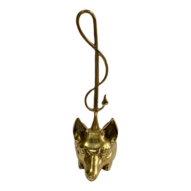 Virginia Metalcrafters Brass Fox & Whip Door Stop For Sale