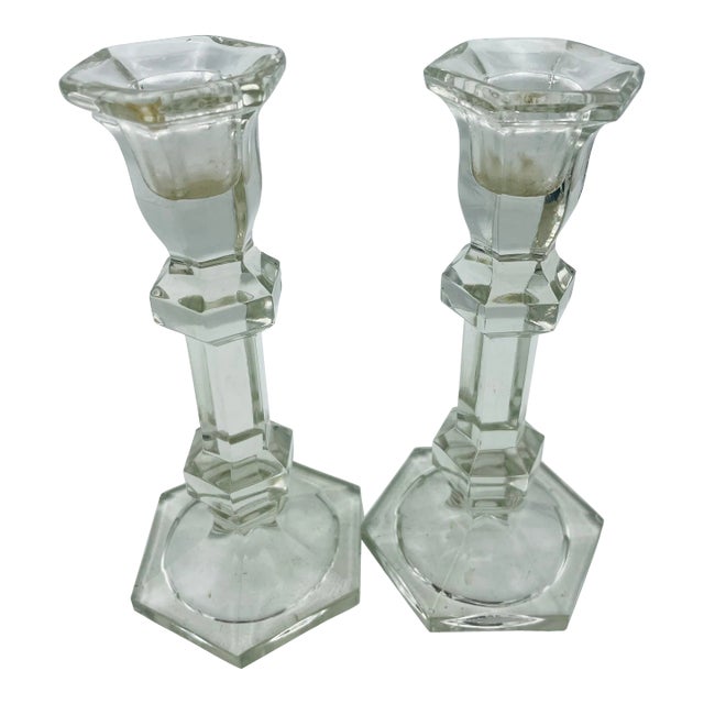 Vintage Glass Candle Holders For Sale