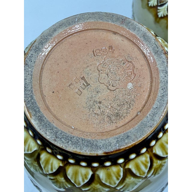 Pair of Doulton Lambeth Salt Glazed Decorated Vases 1884 For Sale In Palm Springs - Image 6 of 16