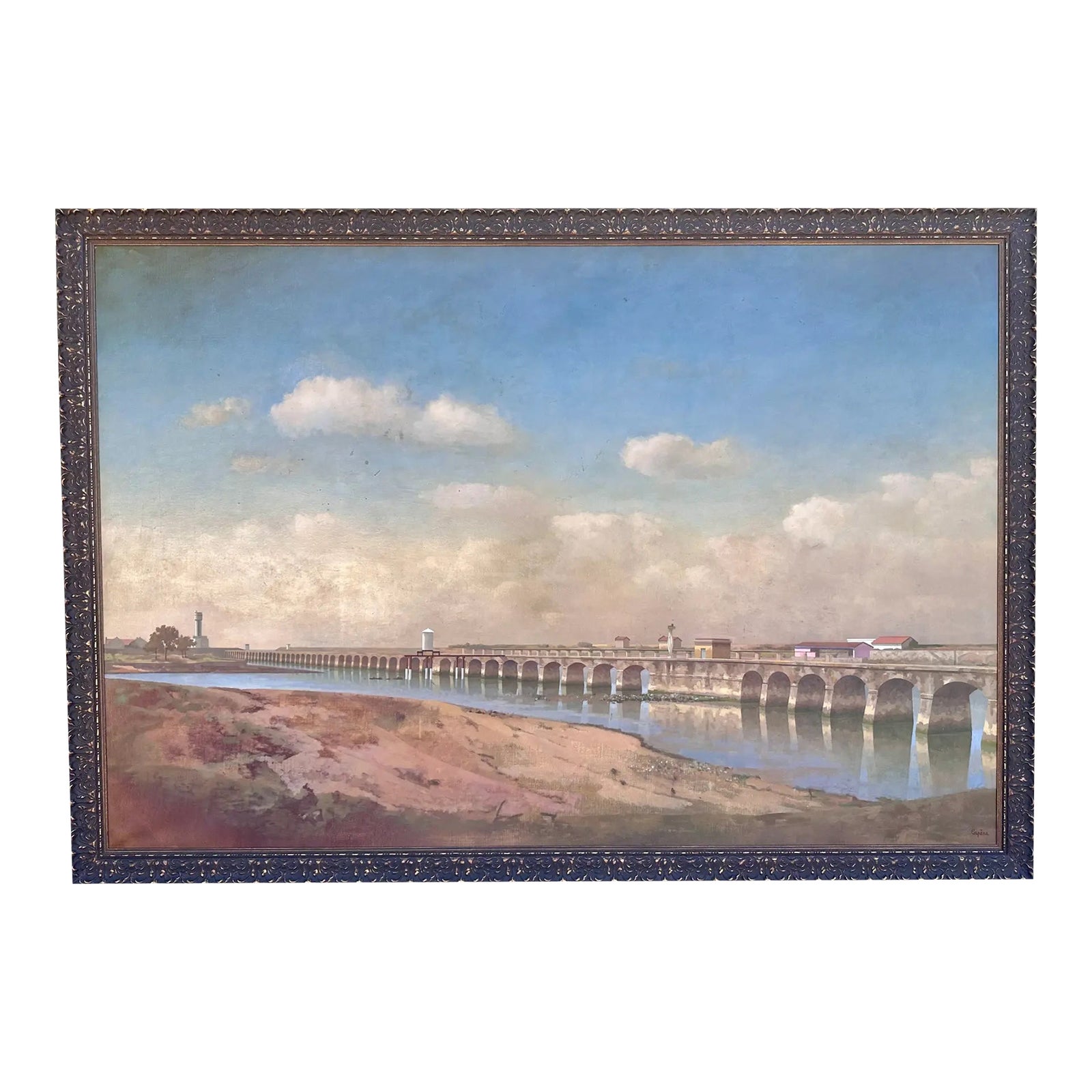 Huge Didier Lapène European Landscape Oil Painting - Point De La Barra ...
