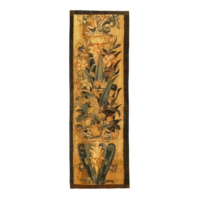 Late 16th Century Flemish Historical Tapestry, with Flowers, Vertically Oriented For Sale