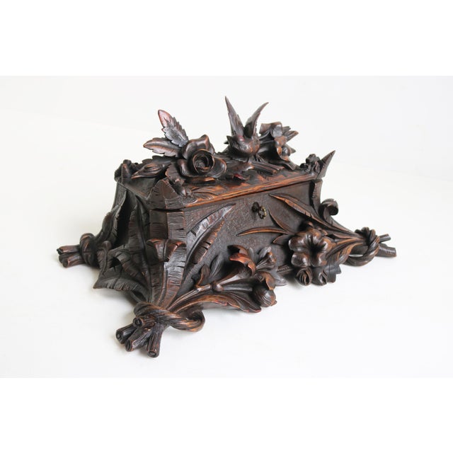 Brown Antique Swiss Hand Carved Black Forest Jewelry Box, 1880 For Sale - Image 8 of 14