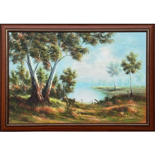 Tranquil Australian Landscape with Eucalyptus Trees - Vintage 20th Century Art 1960 Circa For Sale