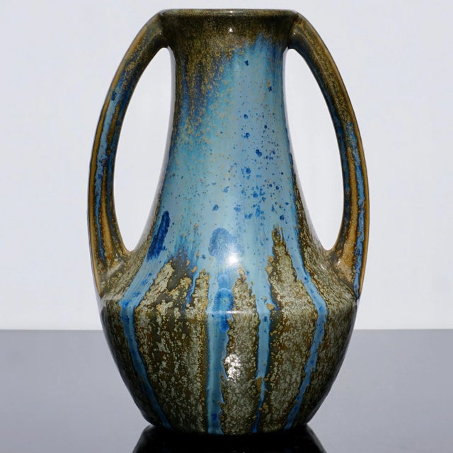 1900 - 1909 Pierrefonds Crystalline Art Nouveau Handled Vase For Sale - Image 5 of 7