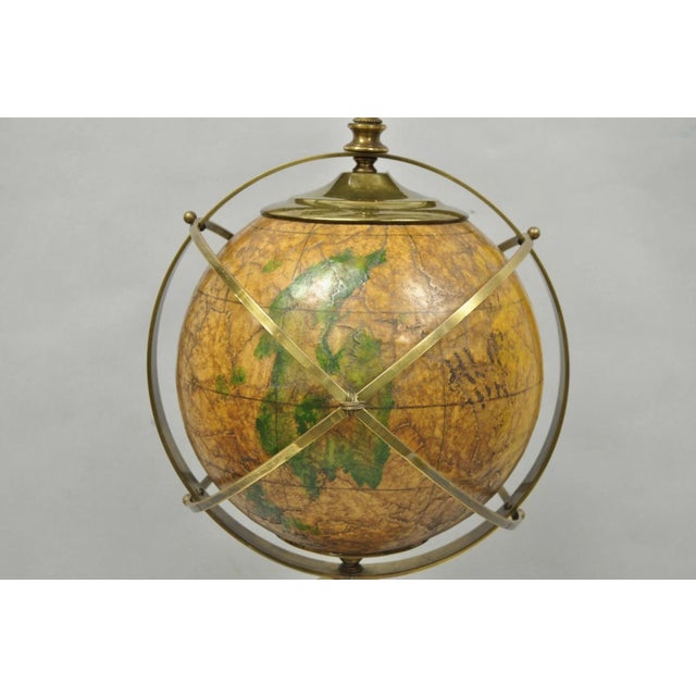 Hart Associates Vintage Italian Regency Style Brass & Wood Old World Globe Table Lamp by Hart For Sale - Image 4 of 18