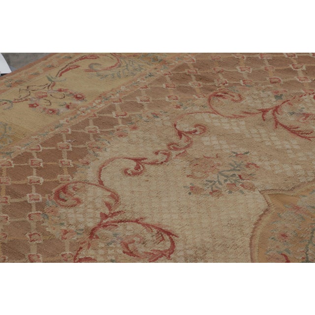 Rug & Kilim Rug & Kilim’s Aubusson Style Rug in Gold and Beige With Floral Medallion For Sale - Image 4 of 7