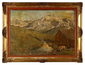 After Gino Federici, Landscape, Oil on Canvas, Framed