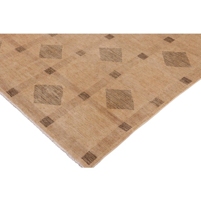 Shabby Chic Gabbeh Tan/Green Wool Rug - 9'8'' X 14'4'' For Sale - Image 4 of 10