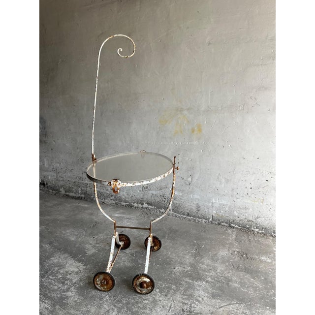 Vintage White Patina Iron Serving Trolley, 1950s For Sale - Image 13 of 13