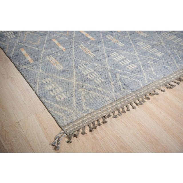 2020s 8x10 Blue Hand-Knotted Wool Diamond Lattice Tribal Modern Carpet Rug For Sale - Image 5 of 8