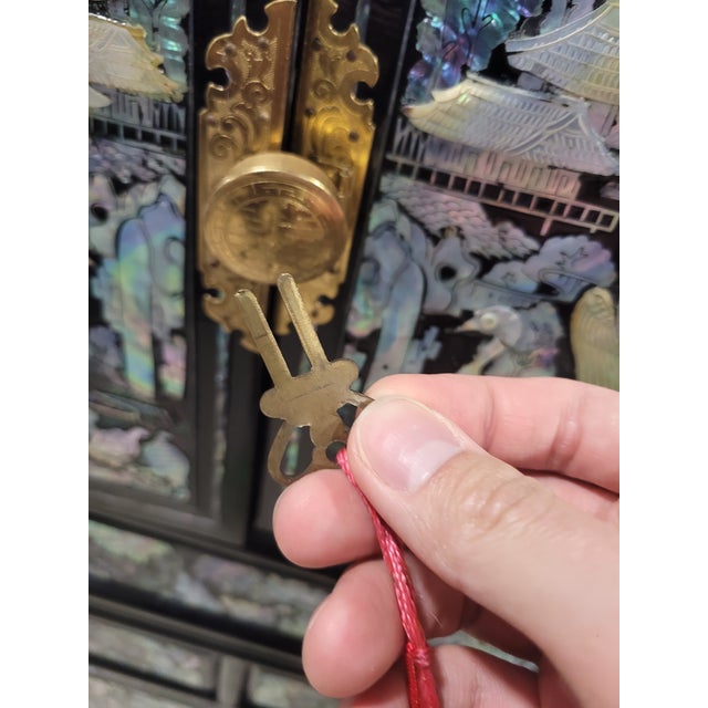 Vintage Korean Lacquer & Mother-of-Pearl Wardrobe Cabinet (Najeonchilgi) For Sale - Image 12 of 16