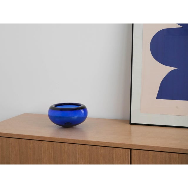 Glass Danish Cobalt Glass Bowl by Per Lütken for Holmegaard, 1960s For Sale - Image 7 of 8