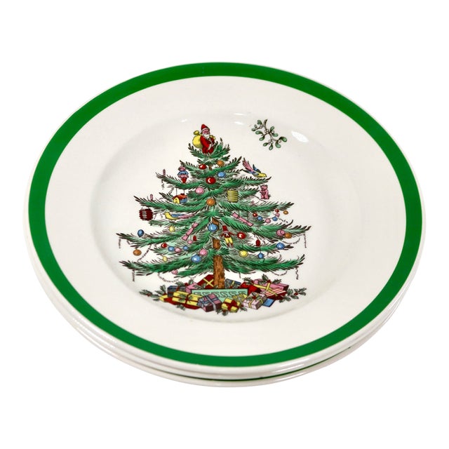 Vintage Spode England "Christmas Tree" Pattern Plates - Set of 3 For Sale
