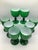 A gorgeous set of eight emerald green with white, 1960s hand blown Murano Carlo Moretti wine glasses/goblets. The measure...