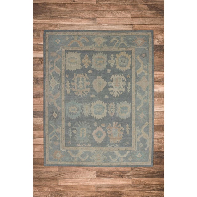 Textile Gray Colorful Handwoven Turkish Oushak Rug 7'10" X 10' For Sale - Image 7 of 7