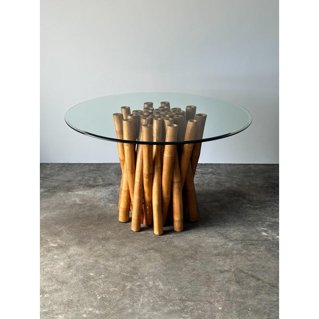Bundled Bamboo Glass-Top Dining Table, Attributed to Budji Layug, 1970s For Sale - Image 4 of 17