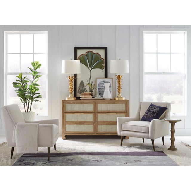 Tan Matthew Izzo Home Carla Cerused Oak, Caned Six Drawer Chest of Drawers With Brass Hardware For Sale - Image 8 of 8