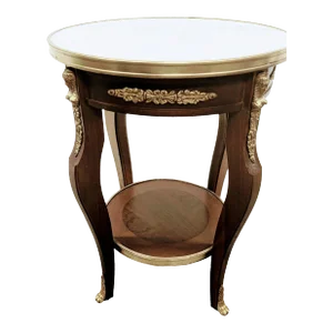 Late 19th Century Vintage French Louis XVI Style Round Side Table Blanco Ibiza Marble