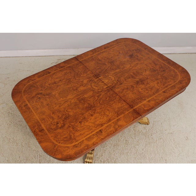 Italian Style Inlaid Pedestal Dining Table For Sale - Image 4 of 18