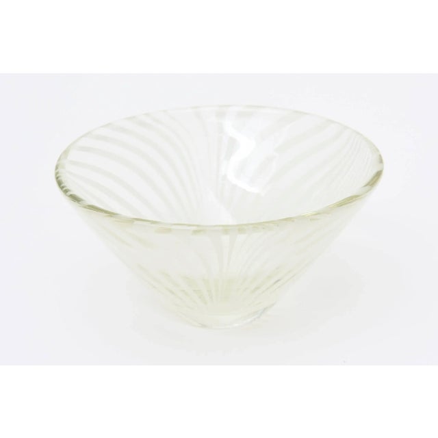 Vintage Sculptural Optical Swirled Swedish Glass Bowl For Sale In Miami - Image 6 of 11