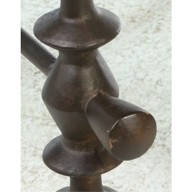 Brown Contemporary Giacometti Style Bronze Metal and Glass Coffee Table For Sale - Image 8 of 8