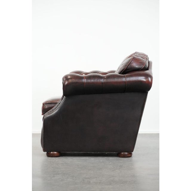 1990s Chesterfield Club Chair in Red Flamed Cowhide Leather For Sale - Image 5 of 12