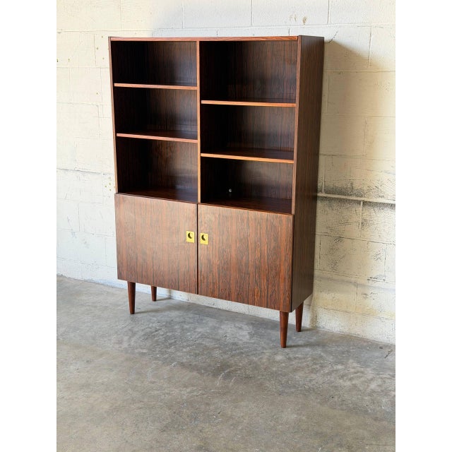 Rosewood Bookcase Storage Cabinet With Lower Doors Danish Mid-Century Modern 1960s For Sale - Image 11 of 11