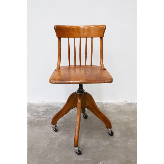 Brown Industrial Swivel Laboratory Chair, 1940s For Sale - Image 8 of 8