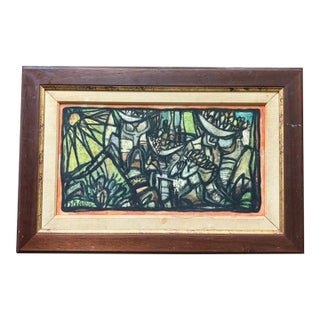 Mid Century American Abstract Oil Painting by Listed Artist Samuel Marcus Adler, Signed For Sale